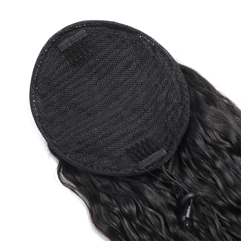 Best Hair Lady Hairpiece 100% Human Hair Drawstring Ponytail Extensions Kinky Straight 1B# black
