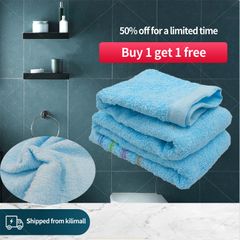 【Limited time offer】Cotton Wash Comfortable Soft Fashion Towel Absorbent Strong Lint Does Not Fade Face Towel 35*75 buy one get one free Blue 35cm*75cm