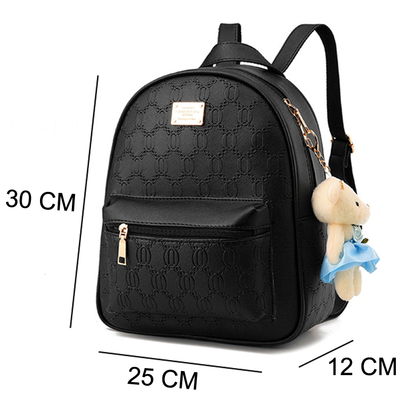 Ying 2PC Set Women Backpack PU Leather School Bags Women Casual Backpack with Small Handbag DS8961