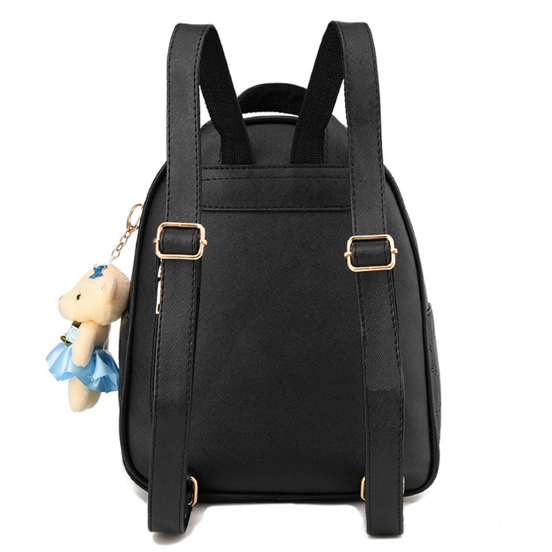 Ying 2PC Set Women Backpack PU Leather School Bags Women Casual Backpack with Small Handbag DS8961