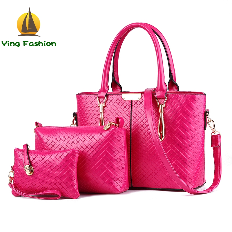 YING FASHION 3PC Set Women Handbags Composite Bag Ladies Female Bag Women HB8915