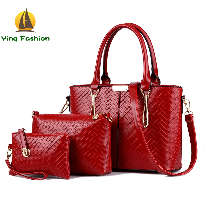 YING FASHION 3PC Set Women Handbags Composite Bag Ladies Female Bag Women HB8915