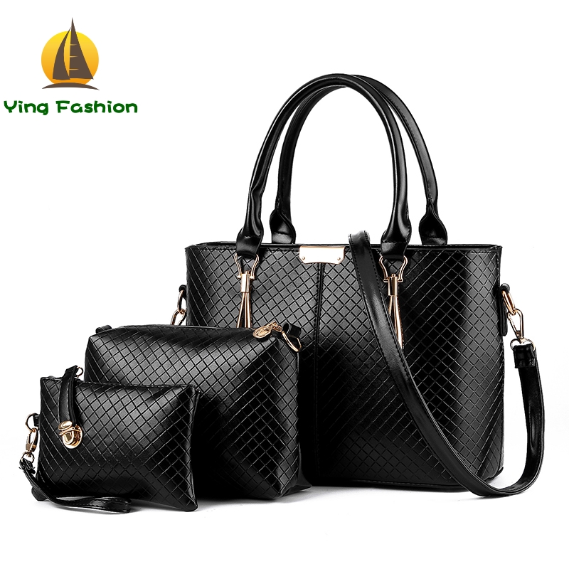 YING FASHION 3PC Set Women Handbags Composite Bag Ladies Female Bag Women HB8915