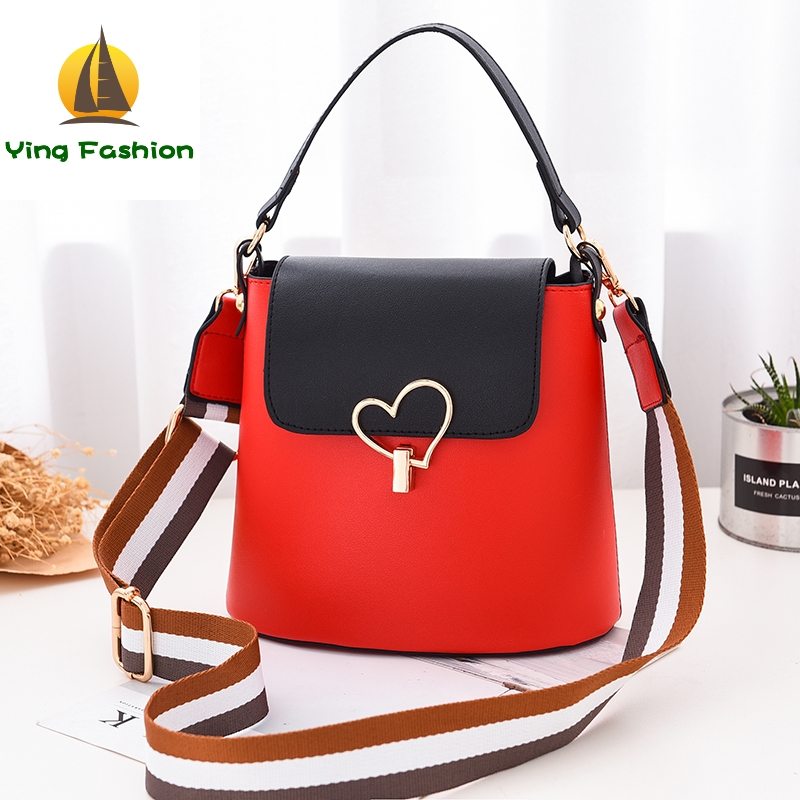 YING FASHION Female Bucket Bag PU Leather Handbag for Girl Teenager Daughter HB8427