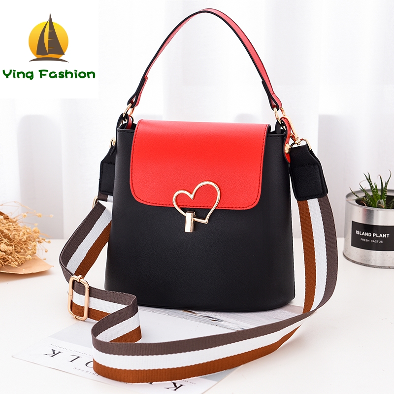 YING FASHION Female Bucket Bag PU Leather Handbag for Girl Teenager Daughter HB8427