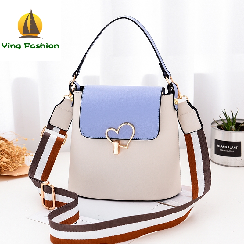 YING FASHION Female Bucket Bag PU Leather Handbag for Girl Teenager Daughter HB8427