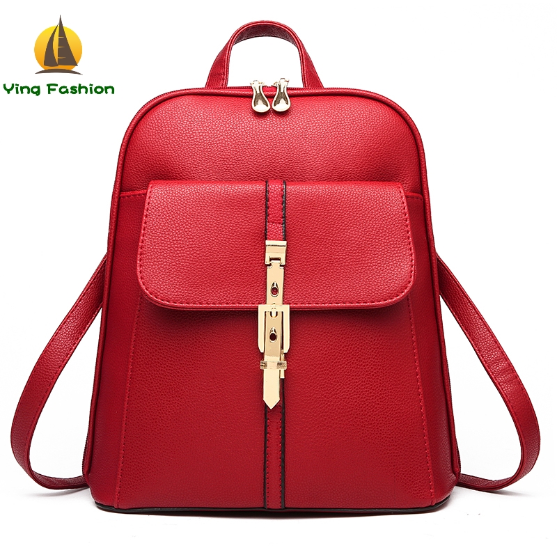 YING FASHION 1PC PU Leather Backpack for Women Schoolbags for Teenager Bookbag DS8856