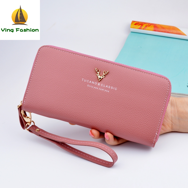 YING FASHION Women Handbag Holder Long Wallet Bank Card Casual Cowhide Wallets for Women WT1003