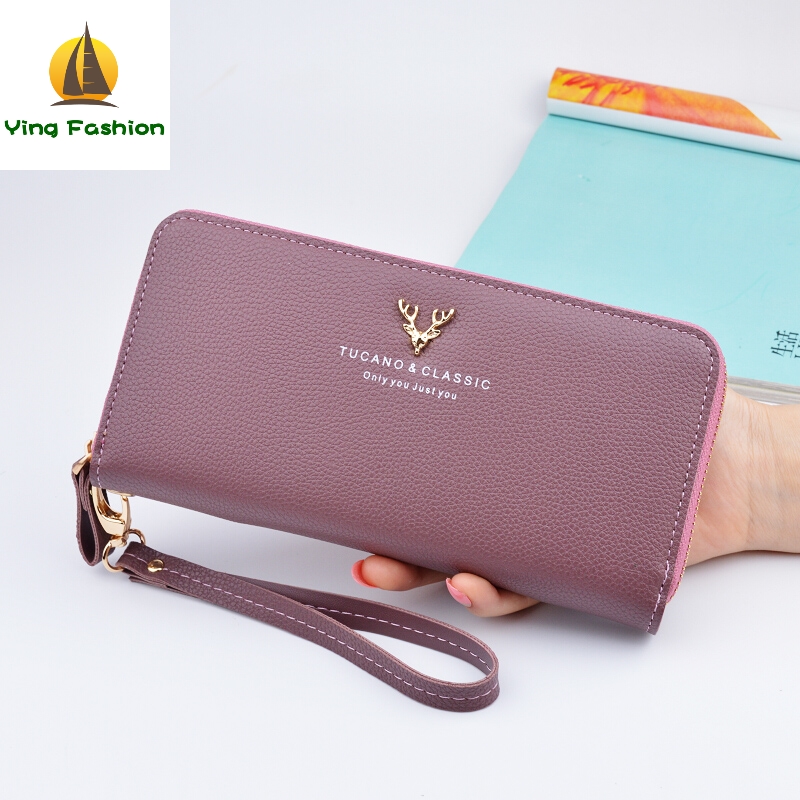 YING FASHION Women Handbag Holder Long Wallet Bank Card Casual Cowhide Wallets for Women WT1003