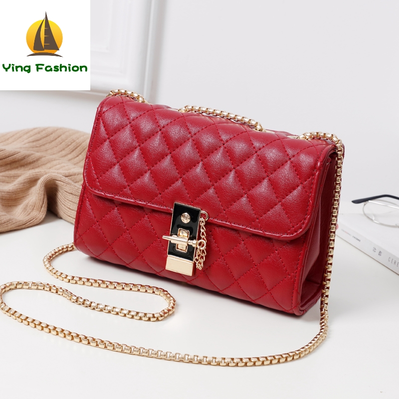 YING FASHION Bags Famous Women Bags with Lock Make Stuff Secure Chain Handbags Women HB8444