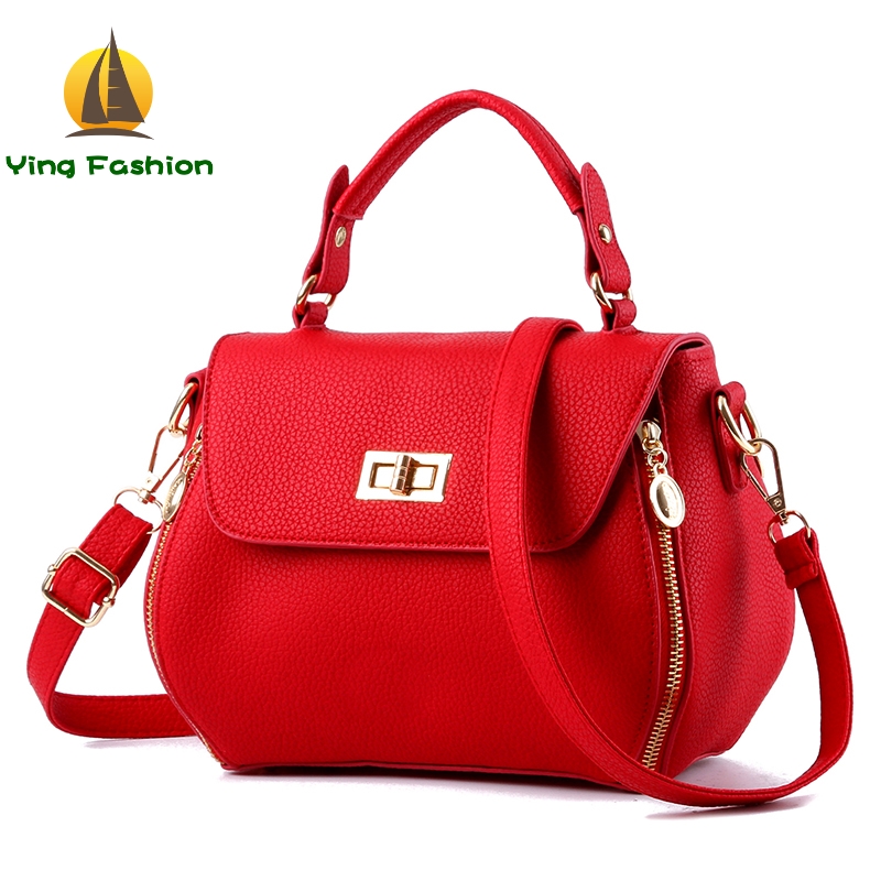 YING FASHION Female Bags 1PC Set Concise Classic Sweet Lady Tote Bag Solid Color Handbags HB8926