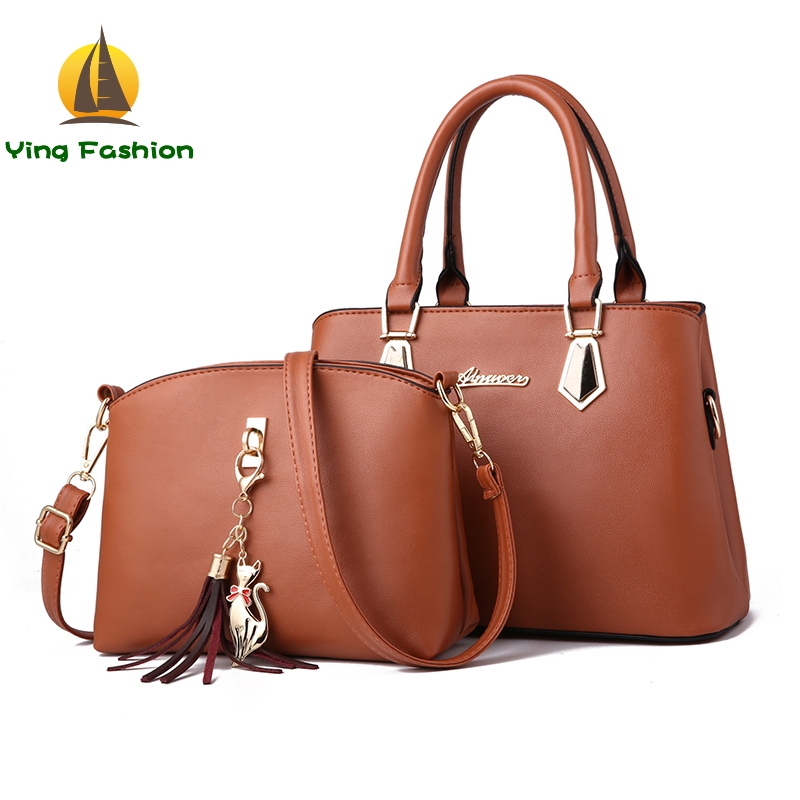 YING FASHION 2PCS/Set Lady Leather Shoulder Bag Handbag Women Satchel Totes Purse Bags HB8657