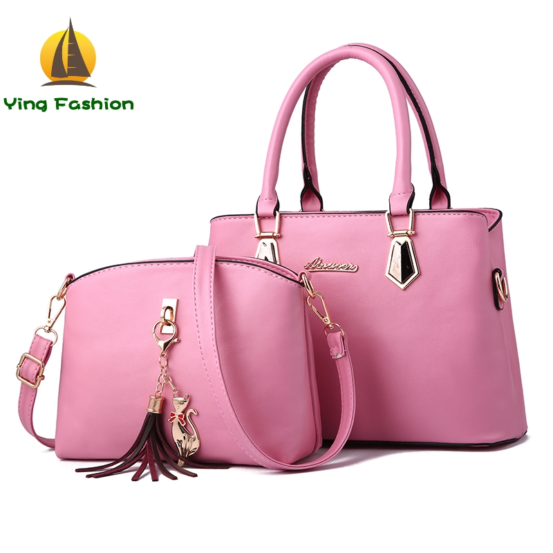 YING FASHION 2PCS/Set Lady Leather Shoulder Bag Handbag Women Satchel Totes Purse Bags HB8657