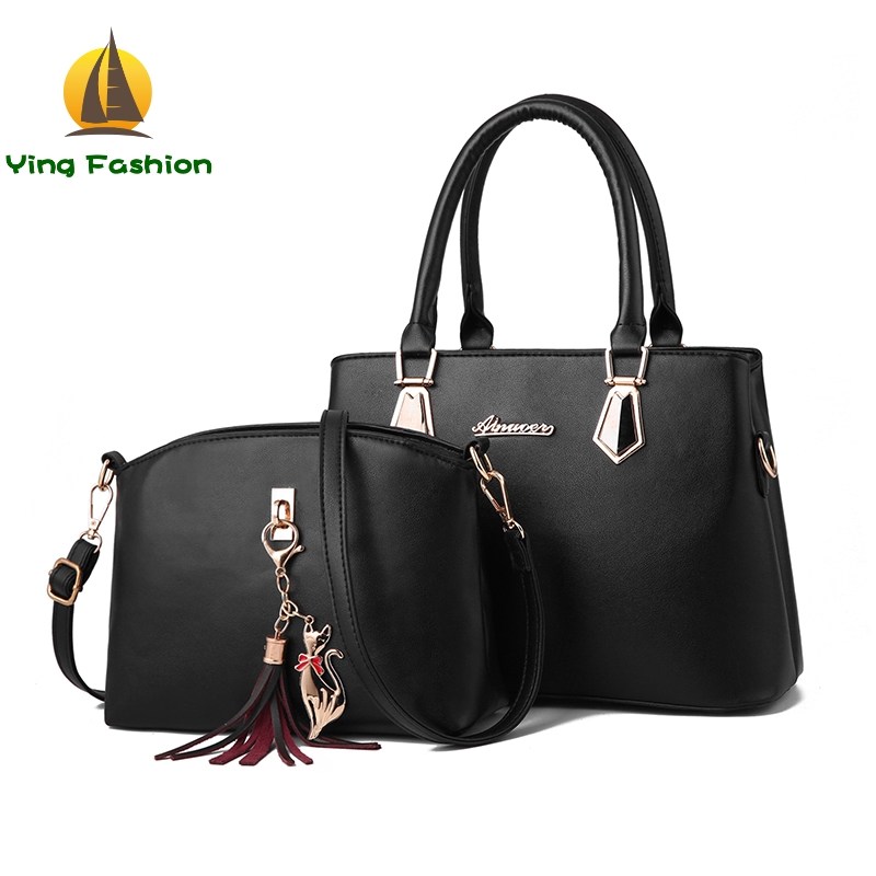 YING FASHION 2PCS/Set Lady Leather Shoulder Bag Handbag Women Satchel Totes Purse Bags HB8657
