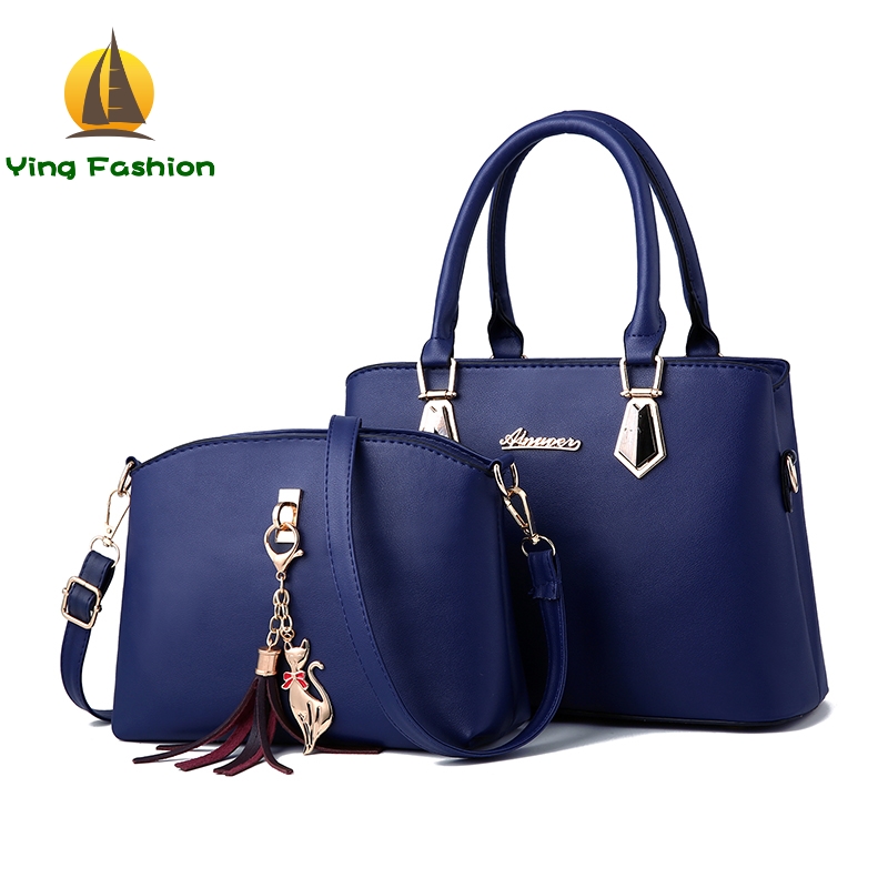 YING FASHION 2PCS/Set Lady Leather Shoulder Bag Handbag Women Satchel Totes Purse Bags HB8657