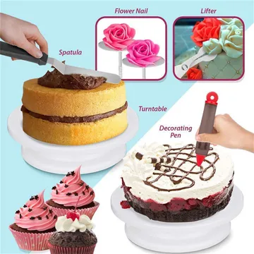 106pcs Cake Decorating Supplies Set Pieces Kit Baking Tools Materials  Turntable Stand Pen