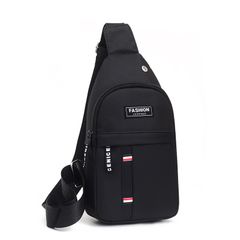 Men Bags Men Chest Bags Cross-Body Sling Bags Messenger Bags Travel  Bags With Headphone Hole Sports Bags Nylon Cloth Bags Black