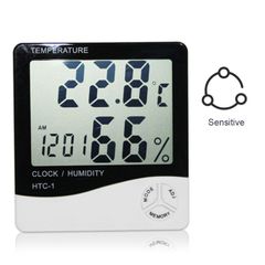 Hygrometer Thermometer Humidity Meter Alarm Clock Temperature Digital LCD Electronic White as picture