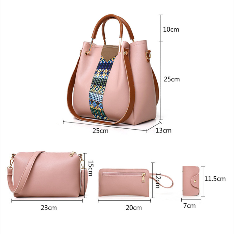 4 PCS/Sets Handbags Women Bags Ladies Bags Purse Crossbody Bag Wallet Shoulder Bags Large Capacity