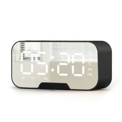 Bluetooth Speaker Alarm Clock Computer Speaker Wireless Stereo System Subwoofer with USB FM TF AUX Black as the picture