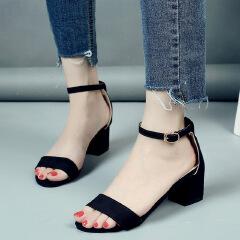 Ladies Shoes Women Shoes Heels Sandals Middle -Heeled Shoes Mid Heel Classic Buckle Famale Shoes On Sale