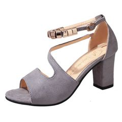 Heels Women Shoes Heels Sandals Ladies High HeelsThick Heels Chunky Heel Bling Shoes Fashion Gray 40
