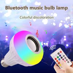 Bluetooth Speaker Colorful Lighting Bulbs Bluetooth Music Phone Smart Wireless Remote Control LED Bulb White as picture
