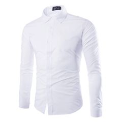 Shirts Men Business White Shirt Suit Shirts Men's Clothes Long-sleeved Shirt T-shirt tshirts Polo White M