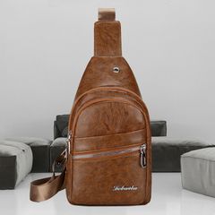 Bags Men Bags Messenger Shoulder Bags Chest Bags PU Bags Brown as picture