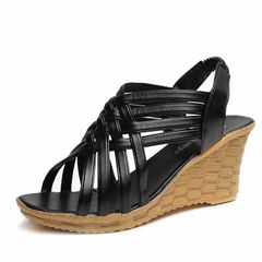 Shoes Women Shoes Sandals Wedges Platforms Heels Air Woven Shoes Black 38