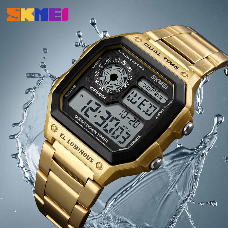 SKMEI Business Men Watches Waterproof Casual Watch Stainless Steel Fashion Digital Wristwatches