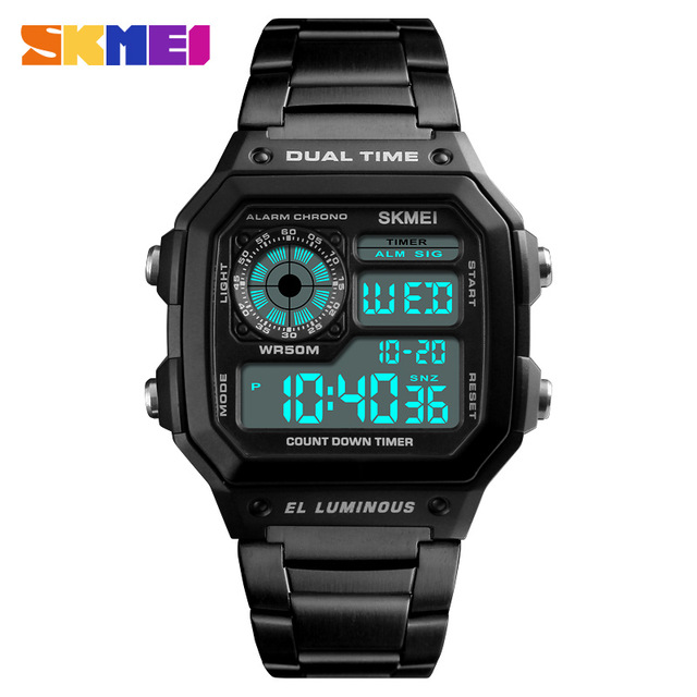 SKMEI Business Men Watches Waterproof Casual Watch Stainless Steel Fashion Digital Wristwatches