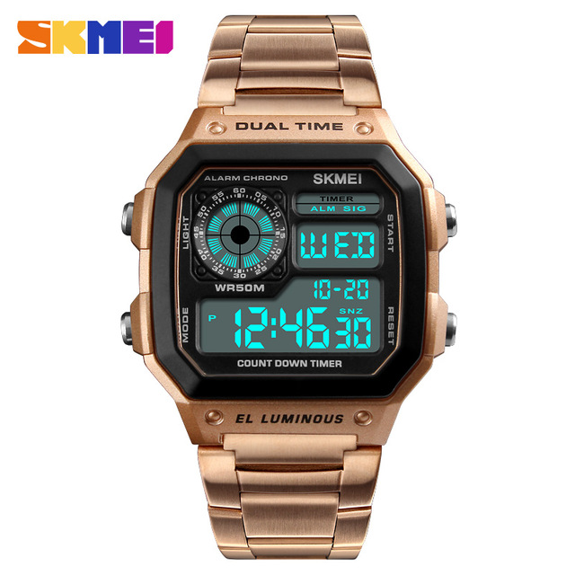 SKMEI Business Men Watches Waterproof Casual Watch Stainless Steel Fashion Digital Wristwatches
