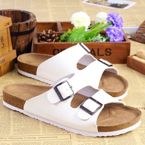 MiniQ Unisex Fashion PU Leather Comfortable Cork Slipper Roman Sandals Beach Home Casual Shoes