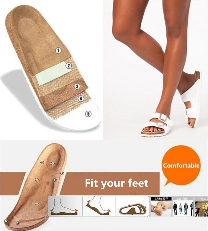 MiniQ Unisex Fashion PU Leather Comfortable Cork Slipper Roman Sandals Beach Home Casual Shoes
