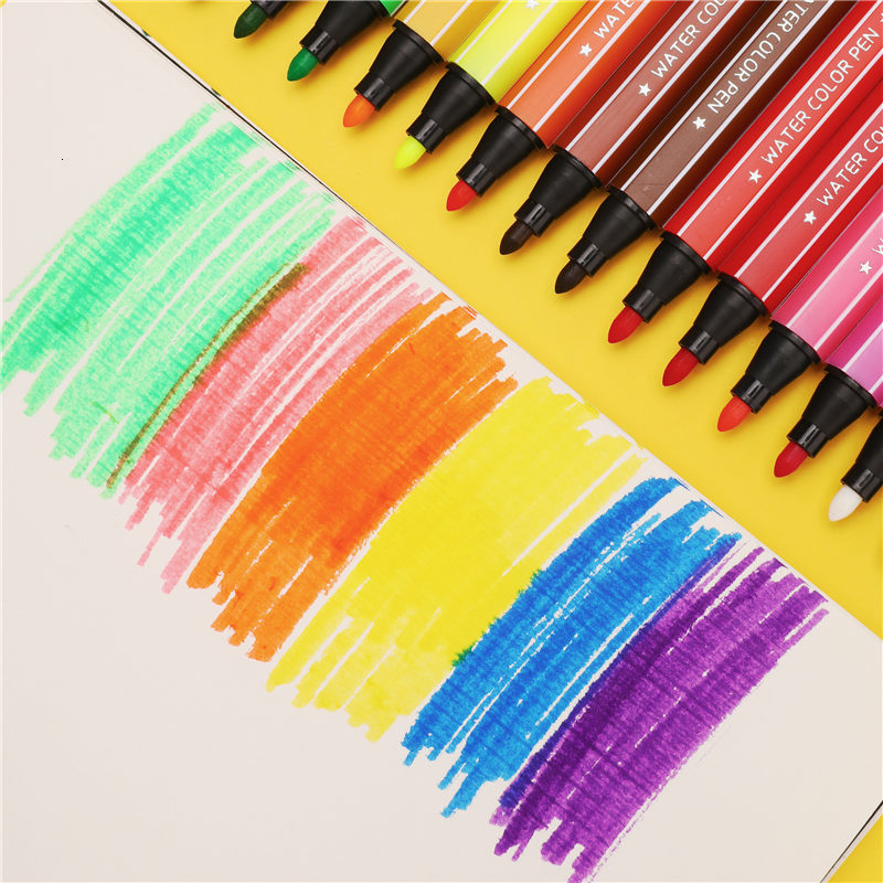 12/18/24/36 Colors Marker Pens Watercolor Seal Brush Pen Drawing Art Supplies Stationery Kids Gifts
