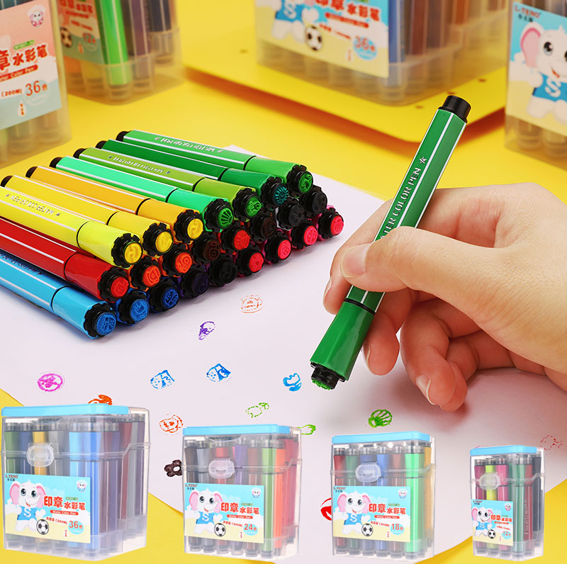 12/18/24/36 Colors Marker Pens Watercolor Seal Brush Pen Drawing Art Supplies Stationery Kids Gifts