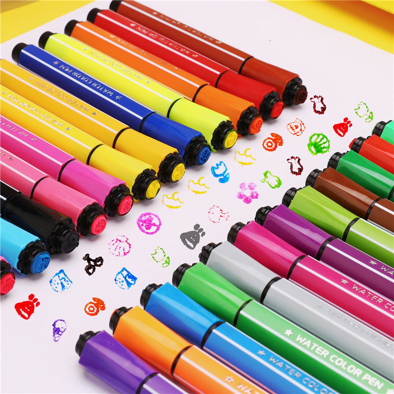12/18/24/36 Colors Marker Pens Watercolor Seal Brush Pen Drawing Art Supplies Stationery Kids Gifts