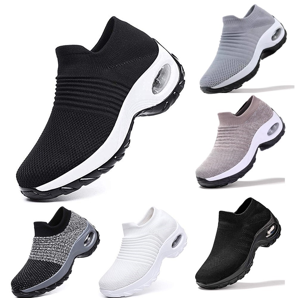 MINIQ Women Sport Running Shoes Air Cushion Breathable Soft Athletics Jogging Sport Slip-on Sneakers