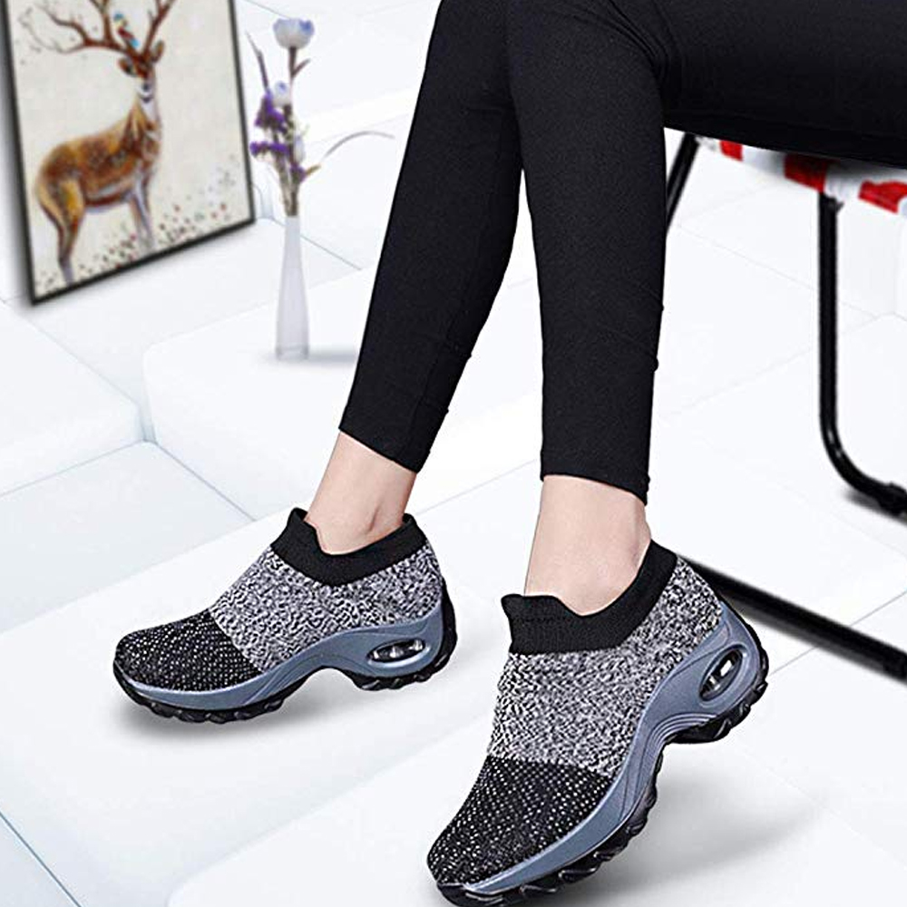 MINIQ Women Sport Running Shoes Air Cushion Breathable Soft Athletics Jogging Sport Slip-on Sneakers