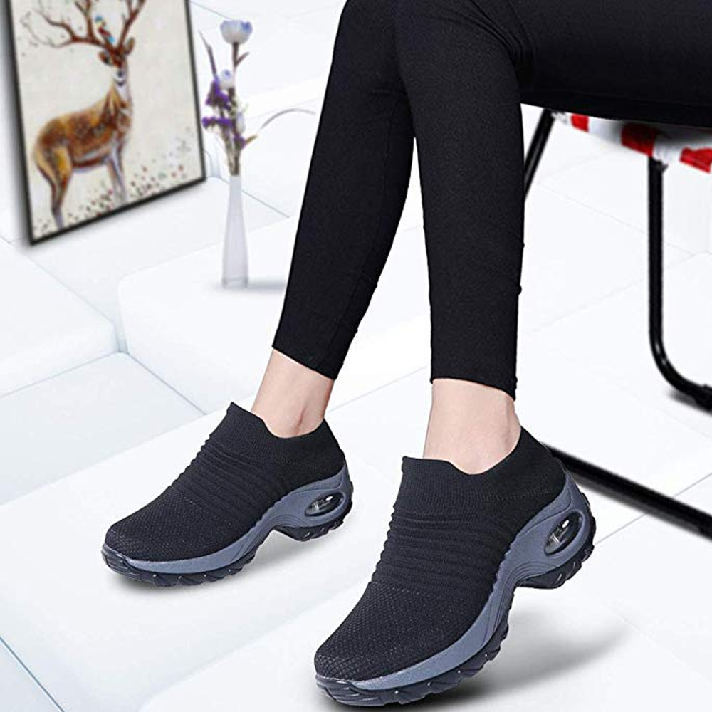 MINIQ Women Sport Running Shoes Air Cushion Breathable Soft Athletics Jogging Sport Slip-on Sneakers