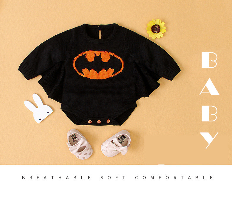 MINIQ Batman Newborns Beby Bodysuits Tops Long Sleeeve Boys Girls Coveralls Knitted Toddler Jumpsuit