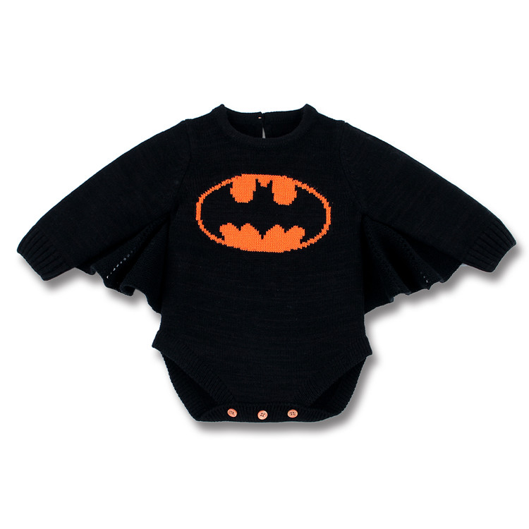 MINIQ Batman Newborns Beby Bodysuits Tops Long Sleeeve Boys Girls Coveralls Knitted Toddler Jumpsuit