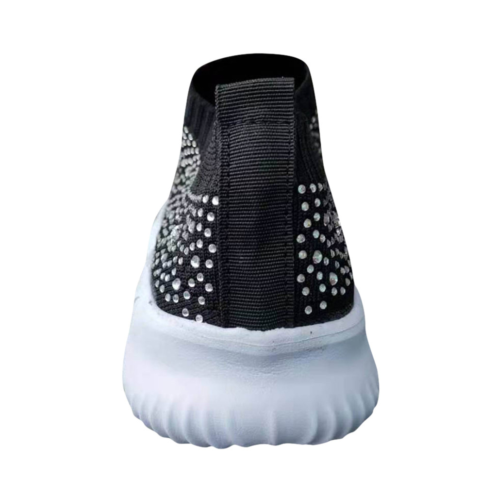 Women&apos;s Crystal Fashion Sneakers Ladies Ankle Slip On Sport Shoes Flat Loafers Casual Sock Shoes
