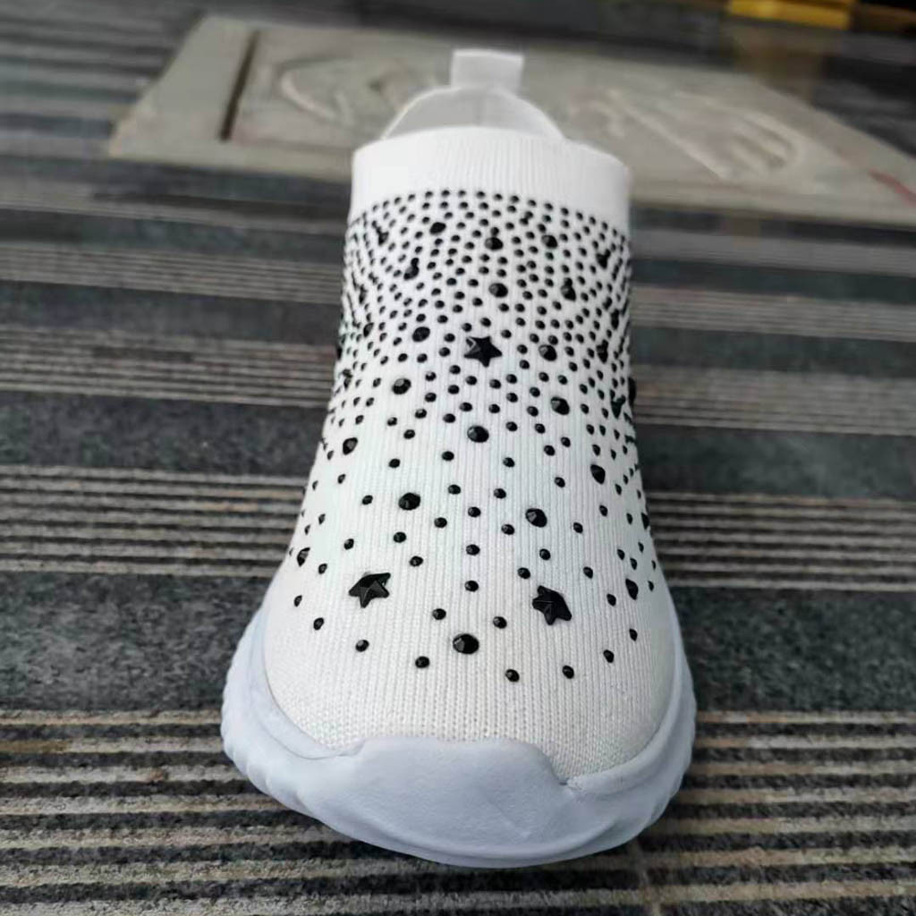 Women&apos;s Crystal Fashion Sneakers Ladies Ankle Slip On Sport Shoes Flat Loafers Casual Sock Shoes