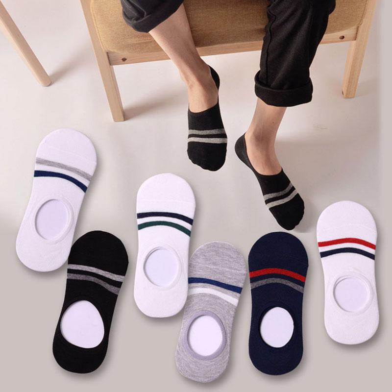5 Pair Men Womens Invisible Boat Socks Short Cotton Blends Ankle Socks Low Cut Shoe Liner Non-slip