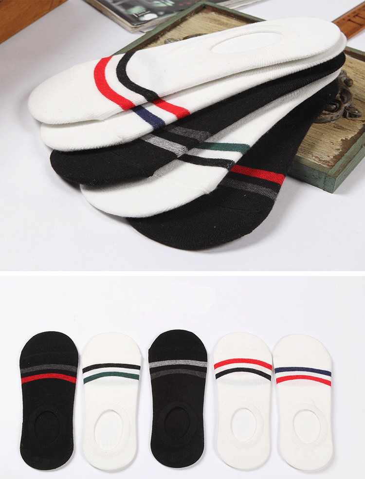 5 Pair Men Womens Invisible Boat Socks Short Cotton Blends Ankle Socks Low Cut Shoe Liner Non-slip