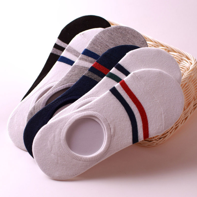 5 Pair Men Womens Invisible Boat Socks Short Cotton Blends Ankle Socks Low Cut Shoe Liner Non-slip
