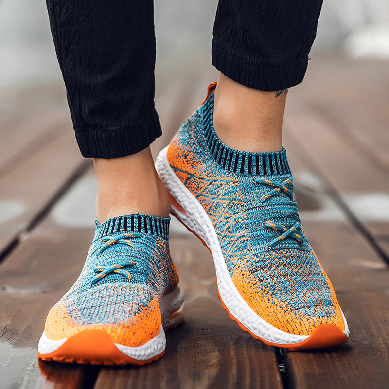 MINIQ Men Fashion Beathable Sport Shoes Air Mesh Outdoor Sneakers Slip on Light Weight Sock Shoes