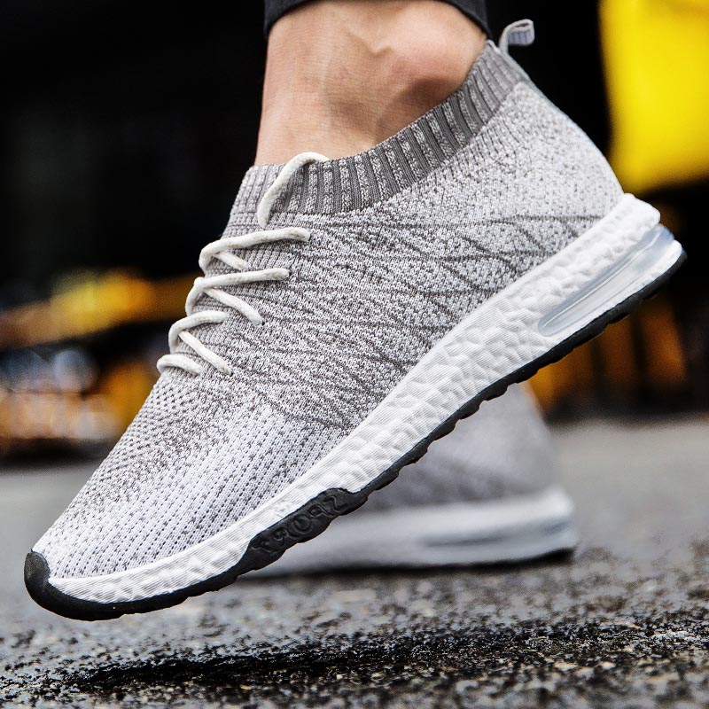 MINIQ Men Fashion Beathable Sport Shoes Air Mesh Outdoor Sneakers Slip on Light Weight Sock Shoes